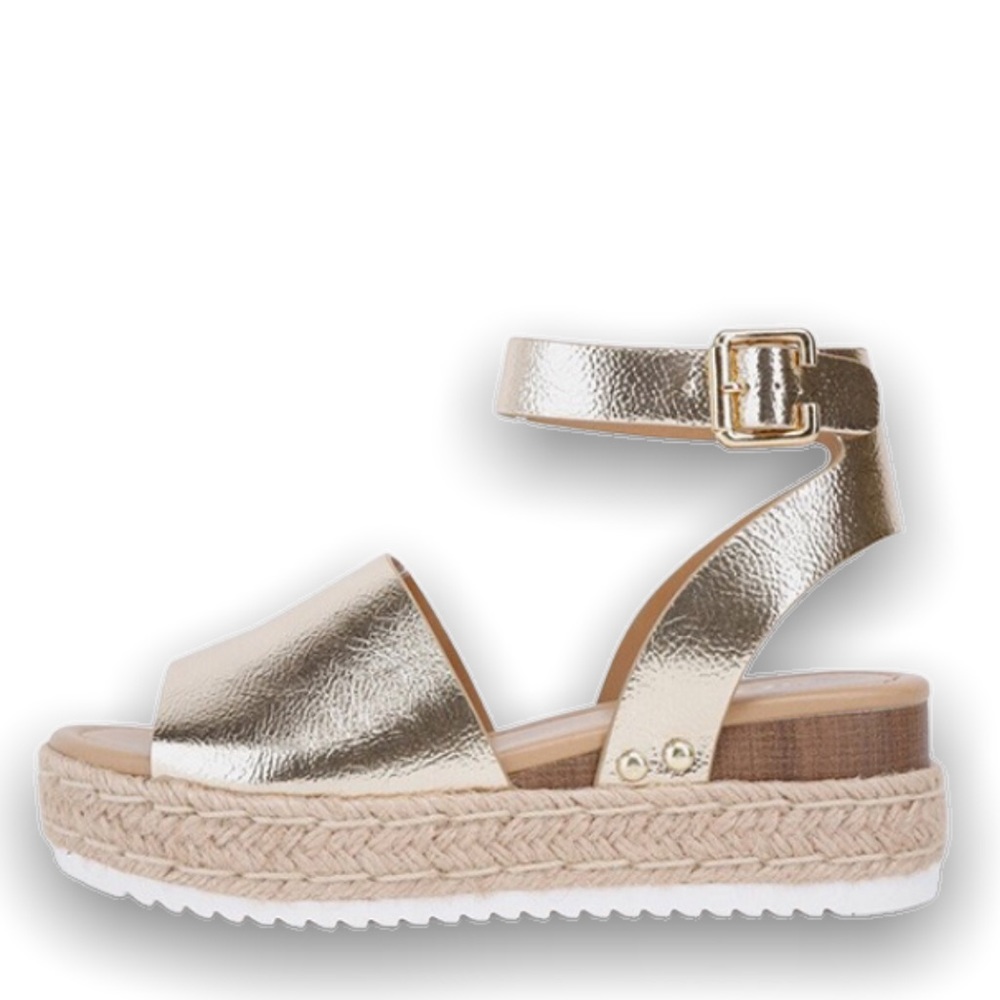 NEW COLOR ALERT! Soda Topic Gold Sandal Espadrille - Picture 1 of 4